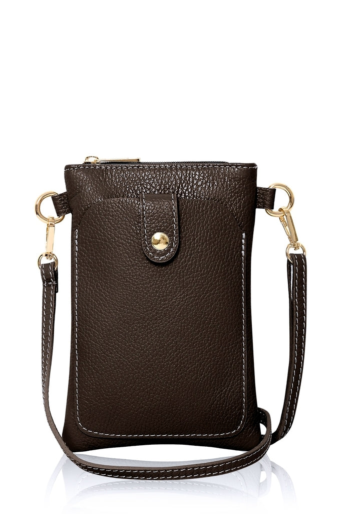 Leather crossover bag - brown