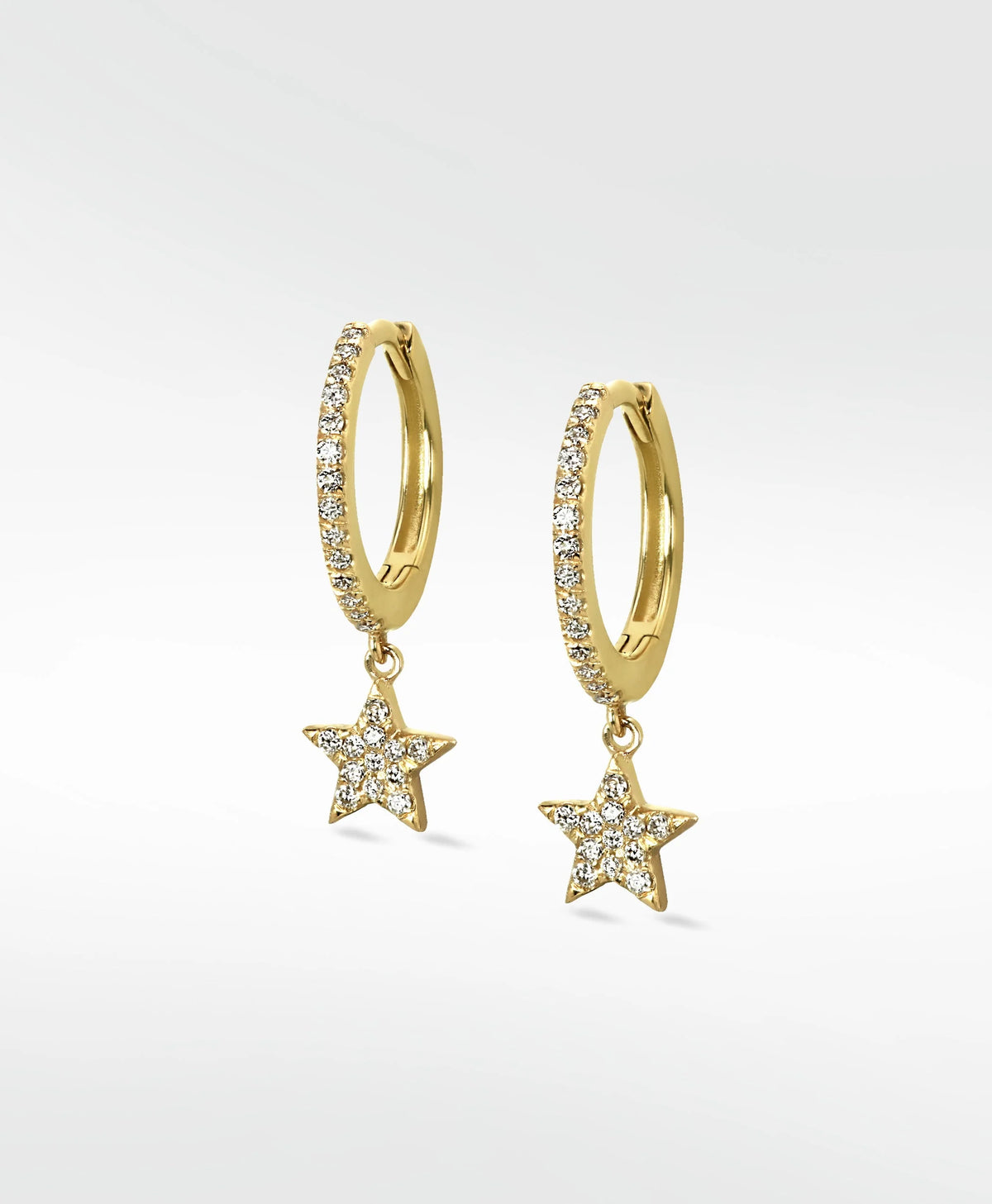 White cubic star drop huggie earrings