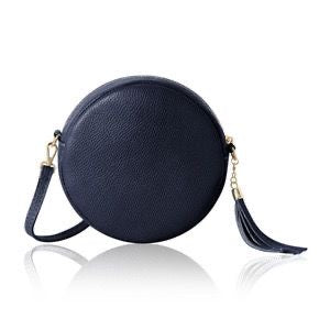 Leather Circle Bag - Navy