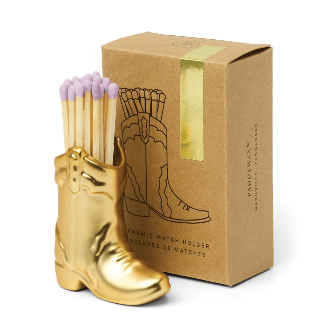 Cowboy boot match holder - gold