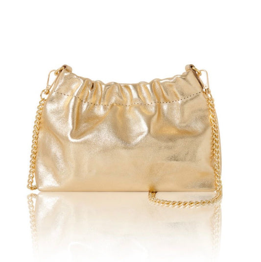 Leather gold clasp clutch bag