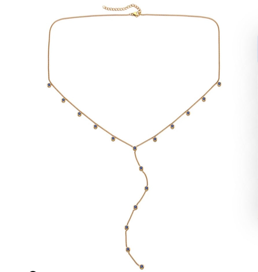 INDIA DROPLET NECKLACE GOLD & BLUE