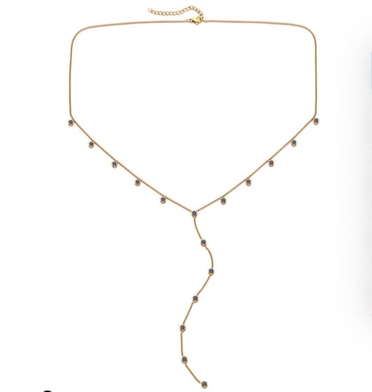 INDIA DROPLET NECKLACE GOLD & BLUE