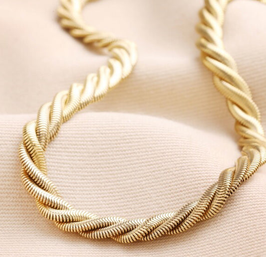 Chunky triple snake chain necklace in gold