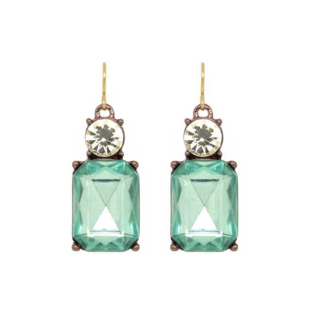 Twin gem glass earrings green & clear