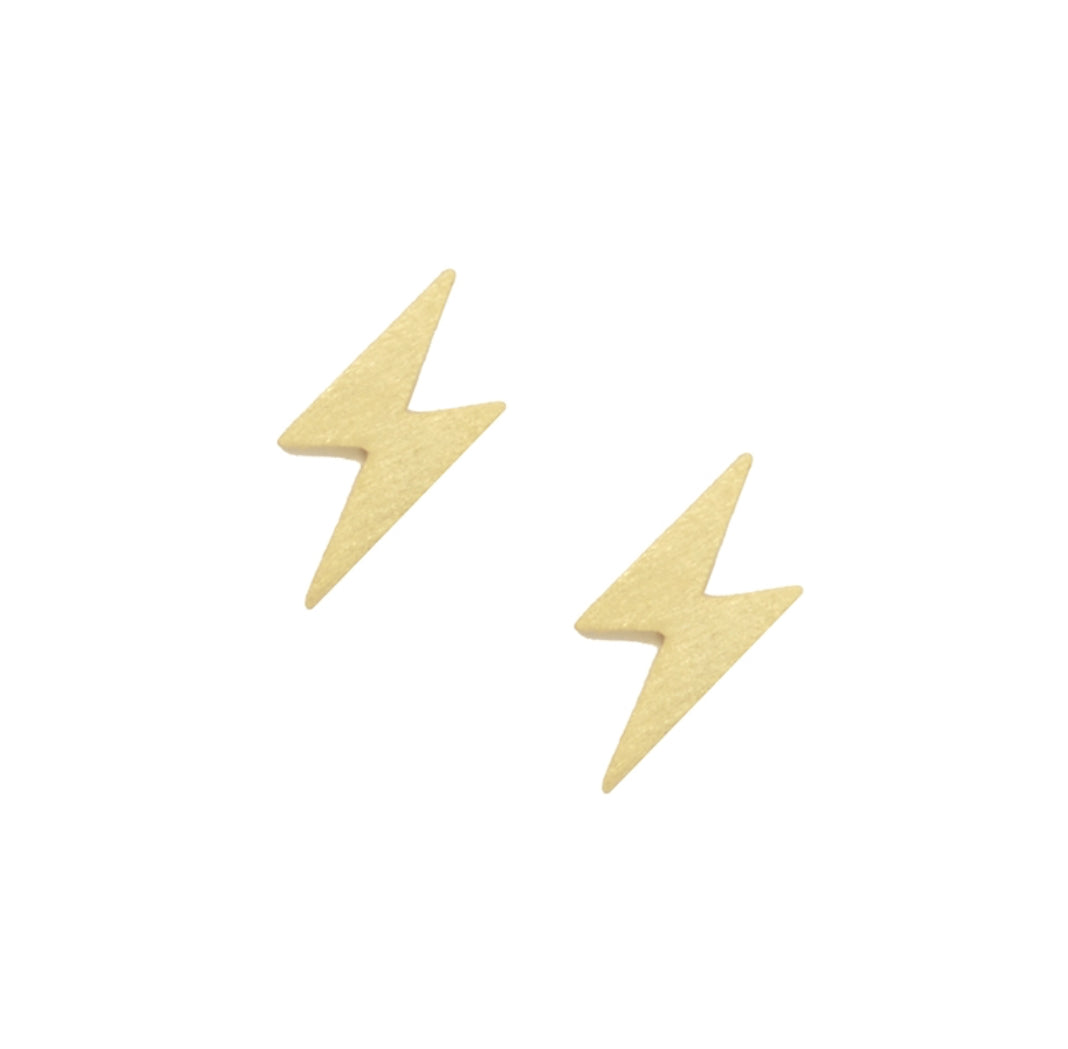 Lightning bolt earrings in 20k matt gold plated