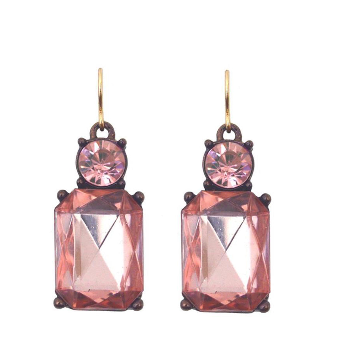 Twin gem hook earrings in rose blush