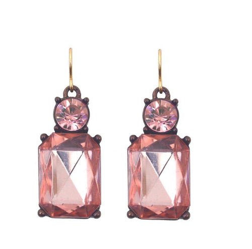 Twin gem glass earrings in rose blush