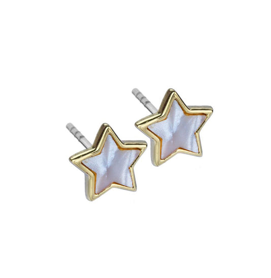 Small star mother of pearl earrings in gold
