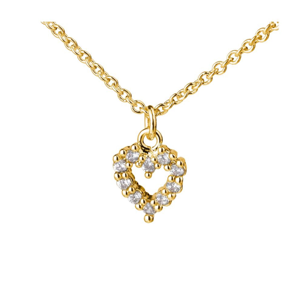 Crystal heart gold necklace