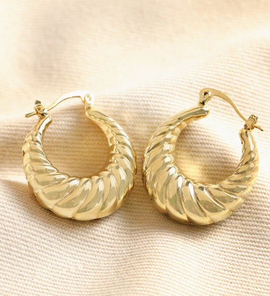 Twisted rope creole hoop earrings in gold