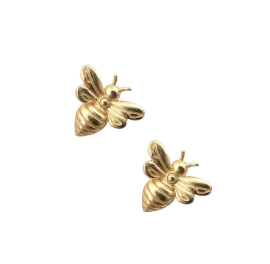Little bee earrings in 20k satin gold plated