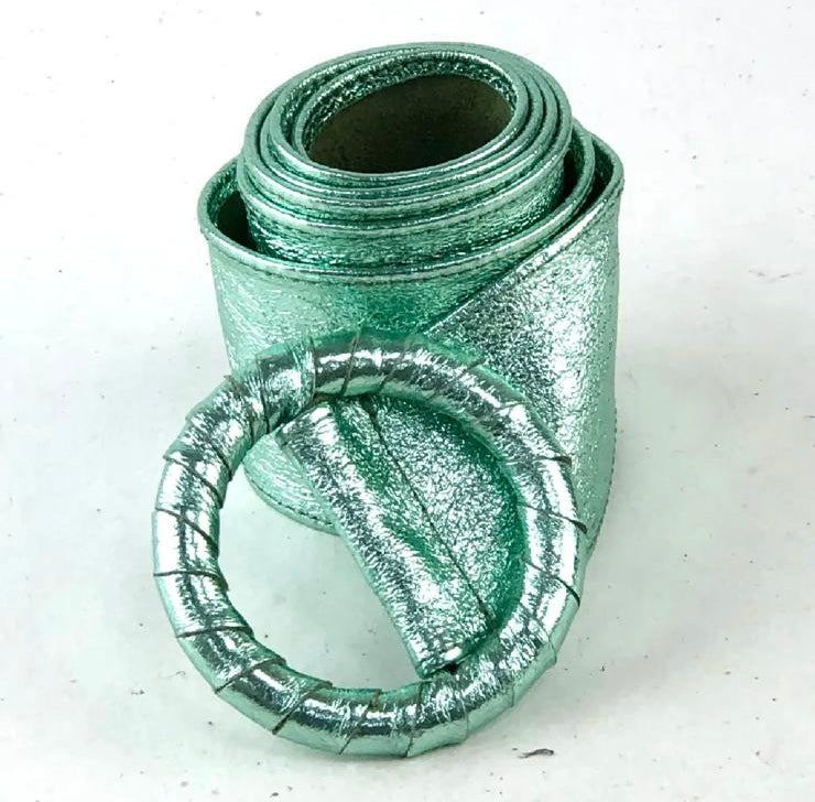 Wide Leather Belt - Mint