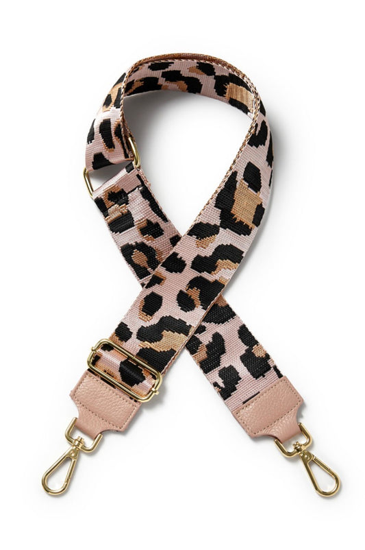 Bag strap - pink/gold/black leopard print