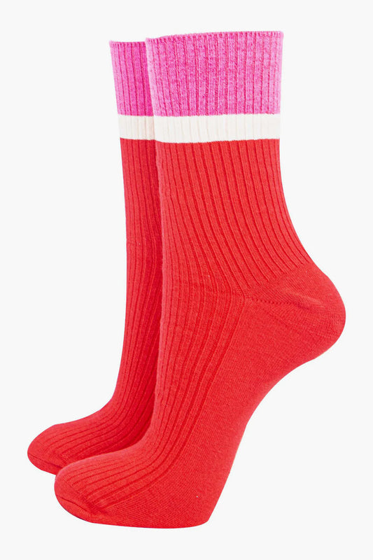 Stripe Socks - Red & Pink