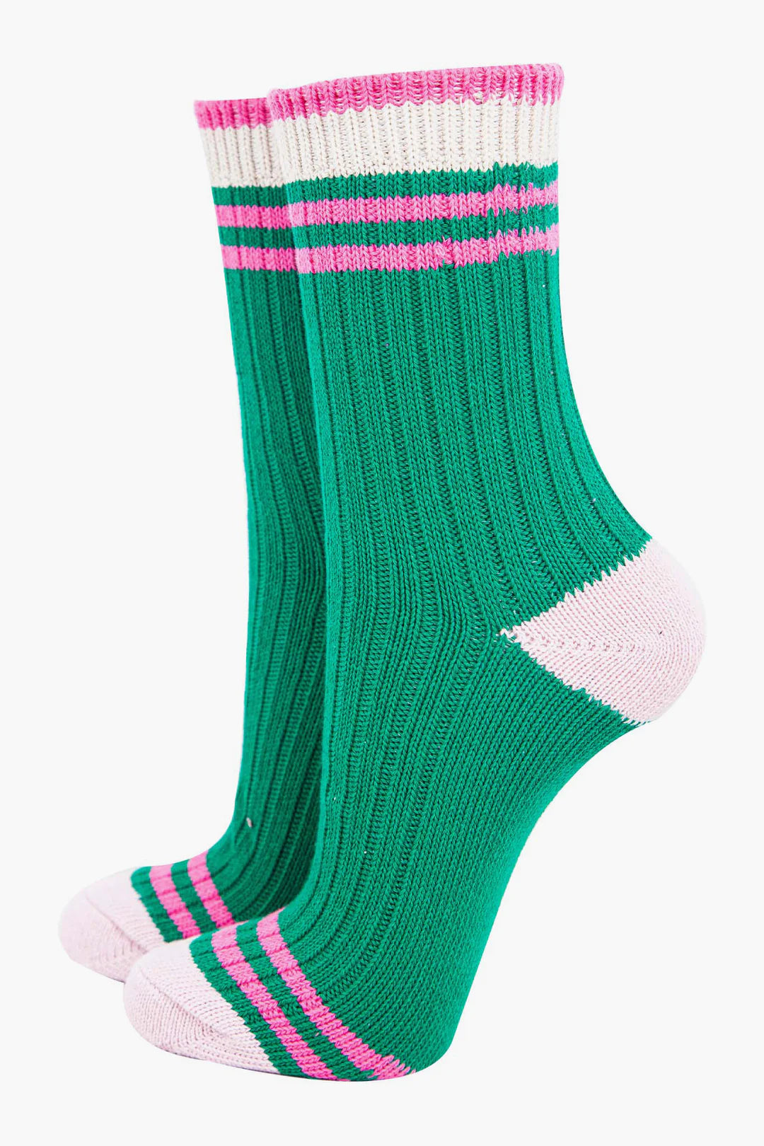 Stripe Socks - Green & Pink