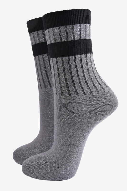 Glitter Socks - Grey & Black