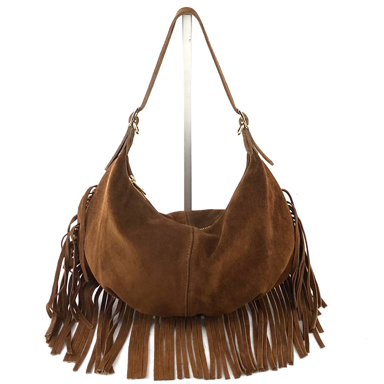 Savannah suede fringed shoulder bag - brown