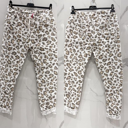 White Leopard Magic Trousers