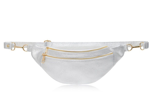 Leather Bumbag - silver
