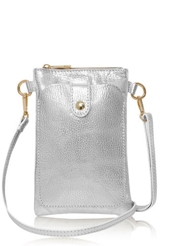 Leather crossover bag - silver