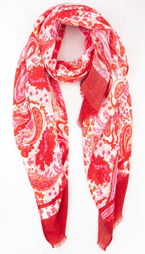 Paisley print scarf/sarong - pinky reds