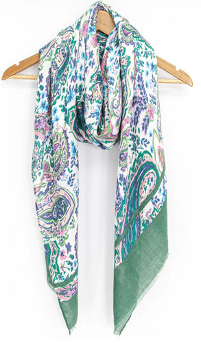 Paisley print scarf/sarong - greens