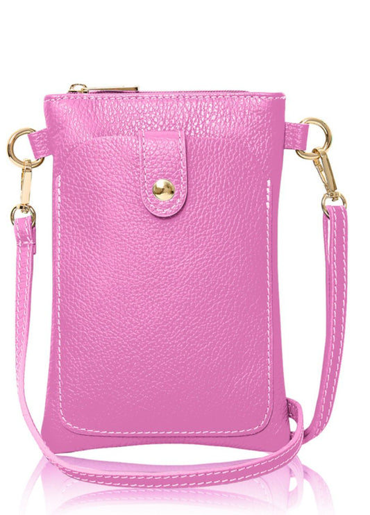 Leather crossover bag - candy pink