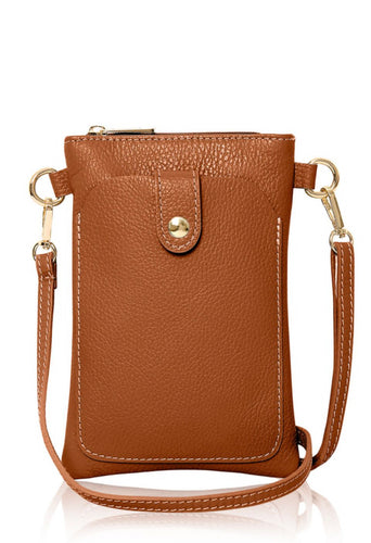 Leather crossover bag - tan
