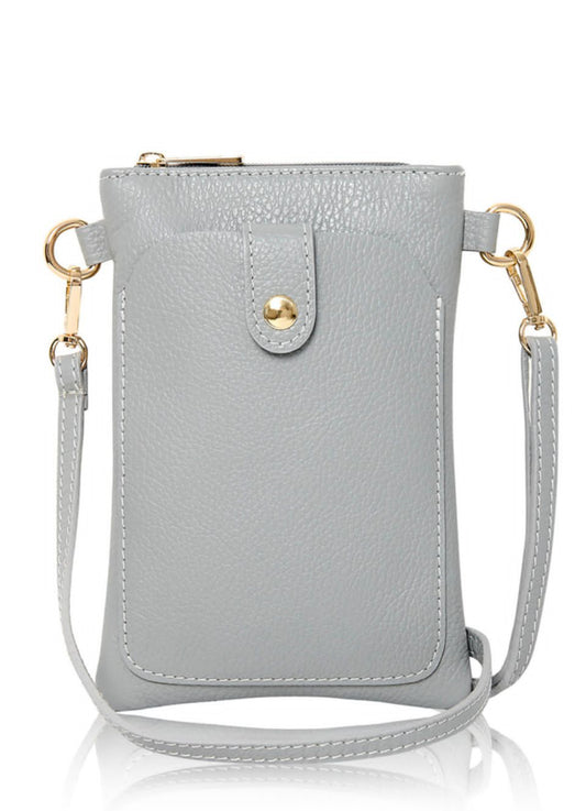 Leather crossover bag - light grey
