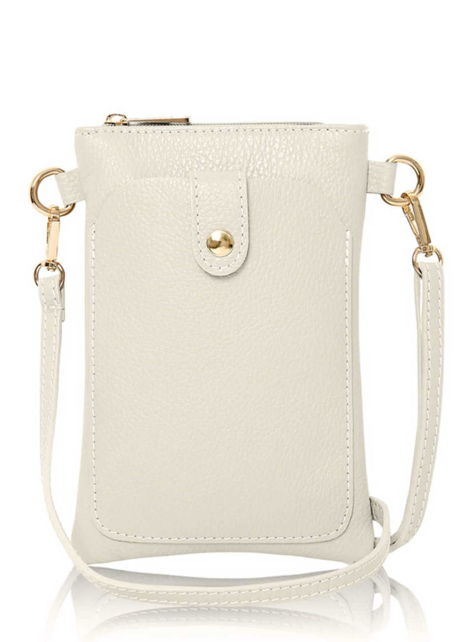 Leather crossover bag - cream