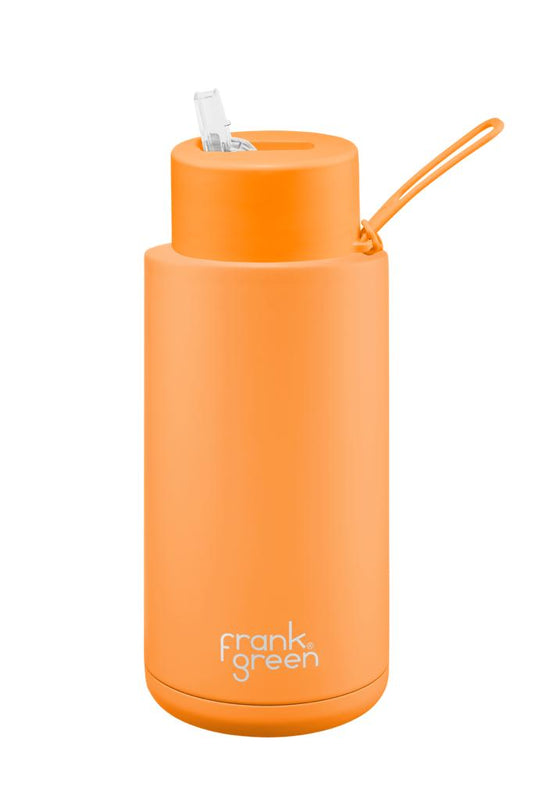 Frank Green 1L ceramic water bottle - neon orange
