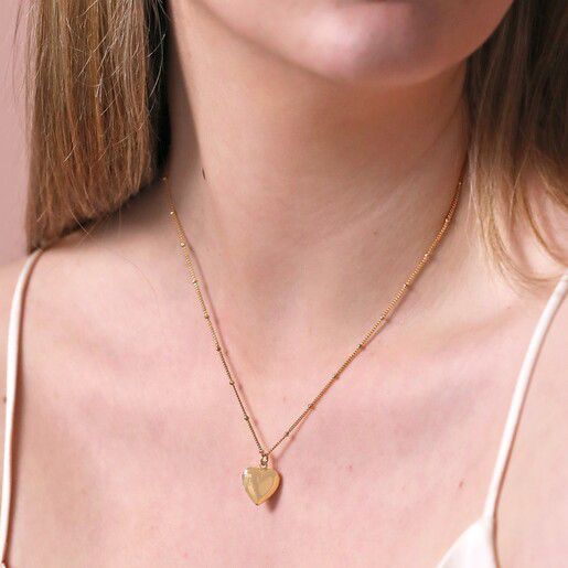 Heart necklace - 14ct gold plated brass