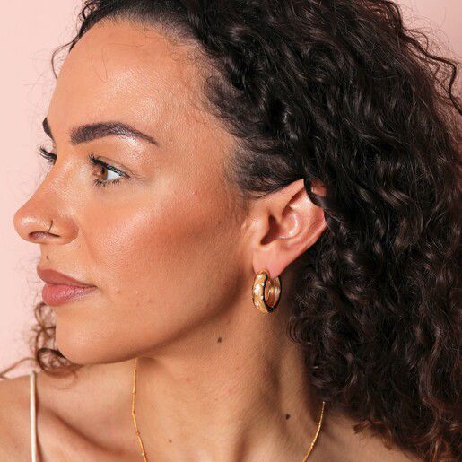 Scattered Crystal stars large chunky hoop earrings in gold