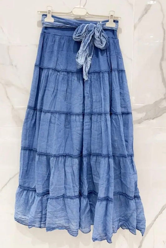 Cotton maxi skirt - denim blue