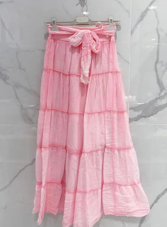 Cotton maxi skirt - pink