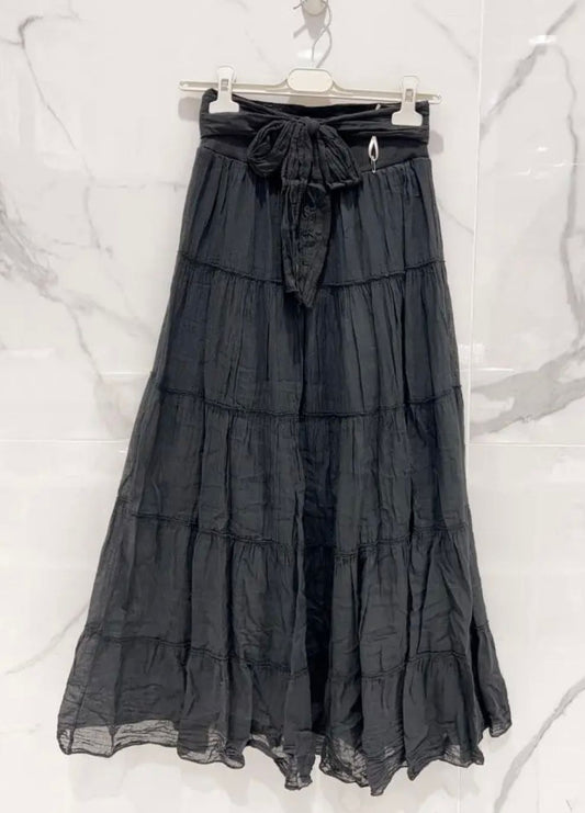 Cotton maxi skirt - black