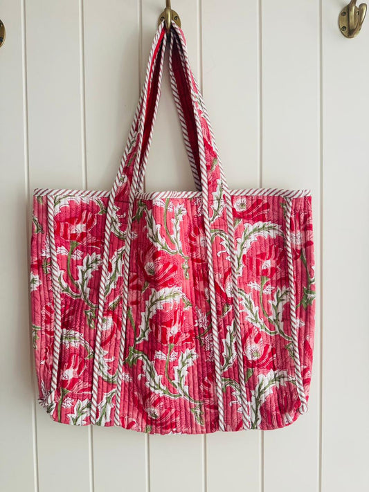 Indian tote bag - red paisley print