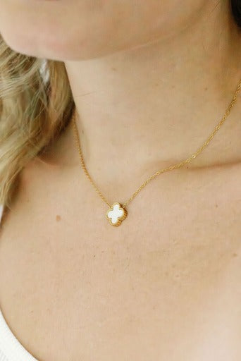 Clover Necklace In White and Gold