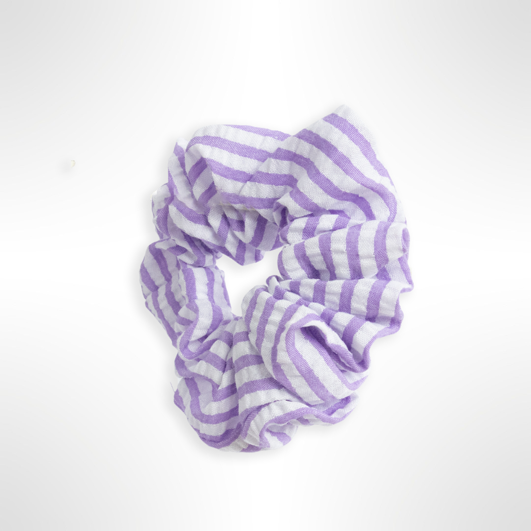Lilac and White Striped Scrunchie