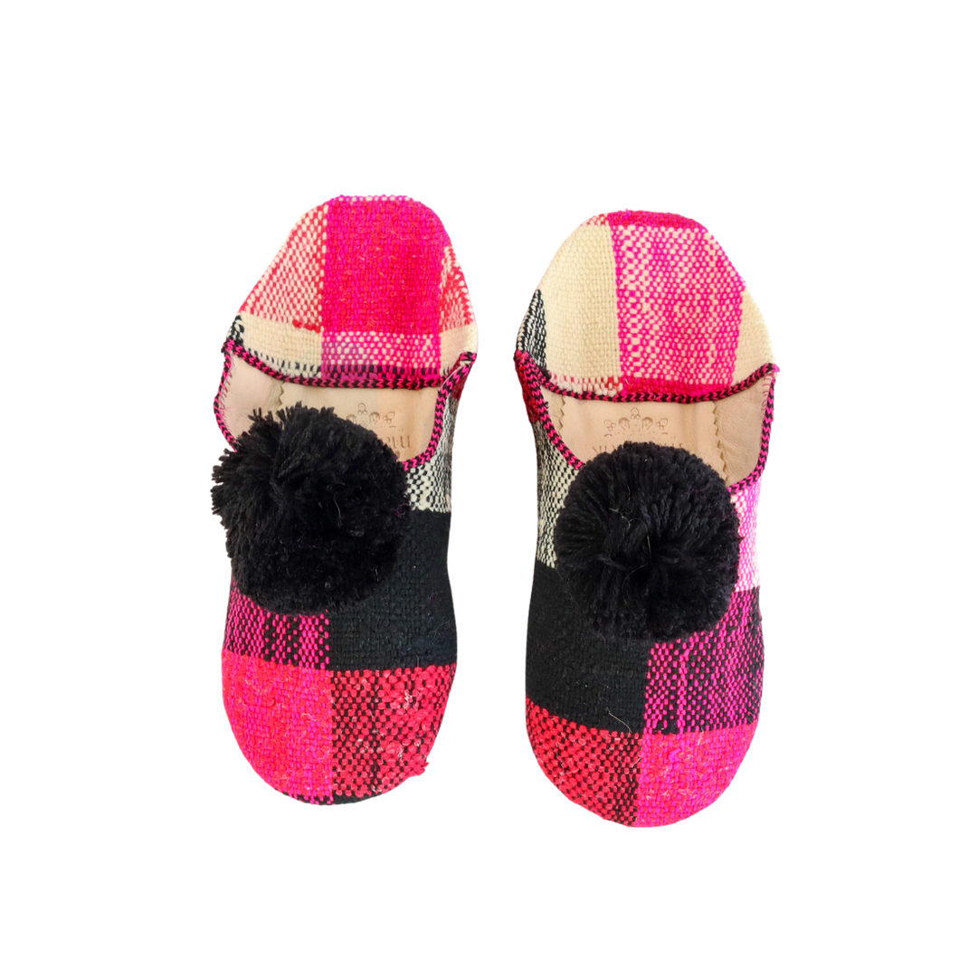 Black & Pink Tartan Slippers