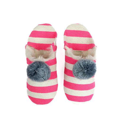 Pink and White Stripe Slippers