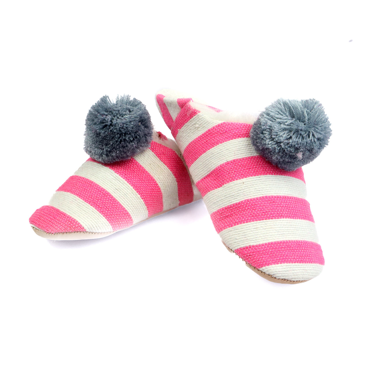 Pink and White Stripe Slippers