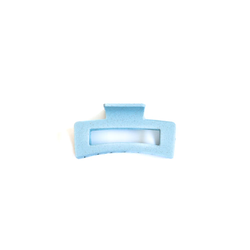 Blue Speckle Rectangle Soft Touch Claw Clip