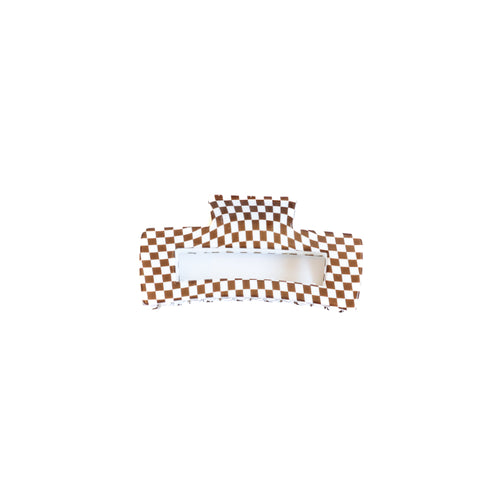 Brown Check Large Claw Clip