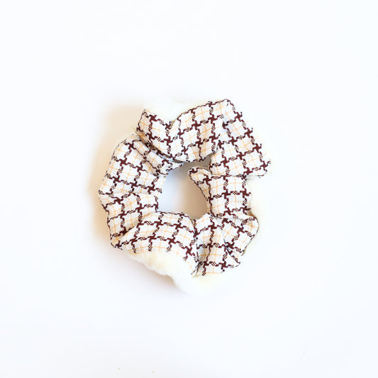 Brown and Yellow Check Scrunchie