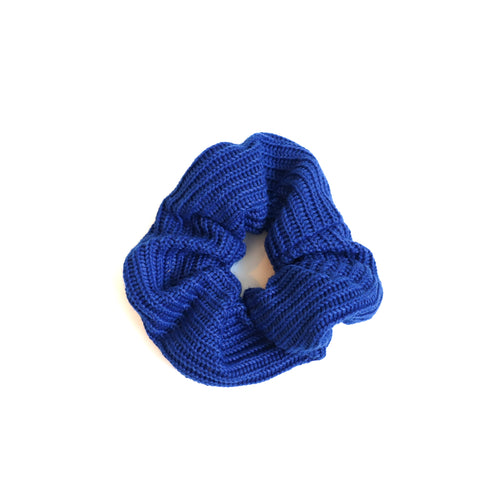 Blue Knit Scrunchie
