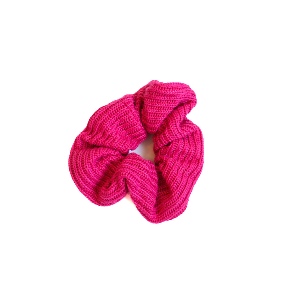 Hot Pink Knit Scrunchie
