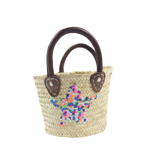 Mini sequin star basket - multi coloured