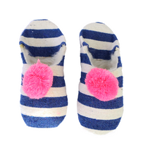 Blue and White Stripe Slippers